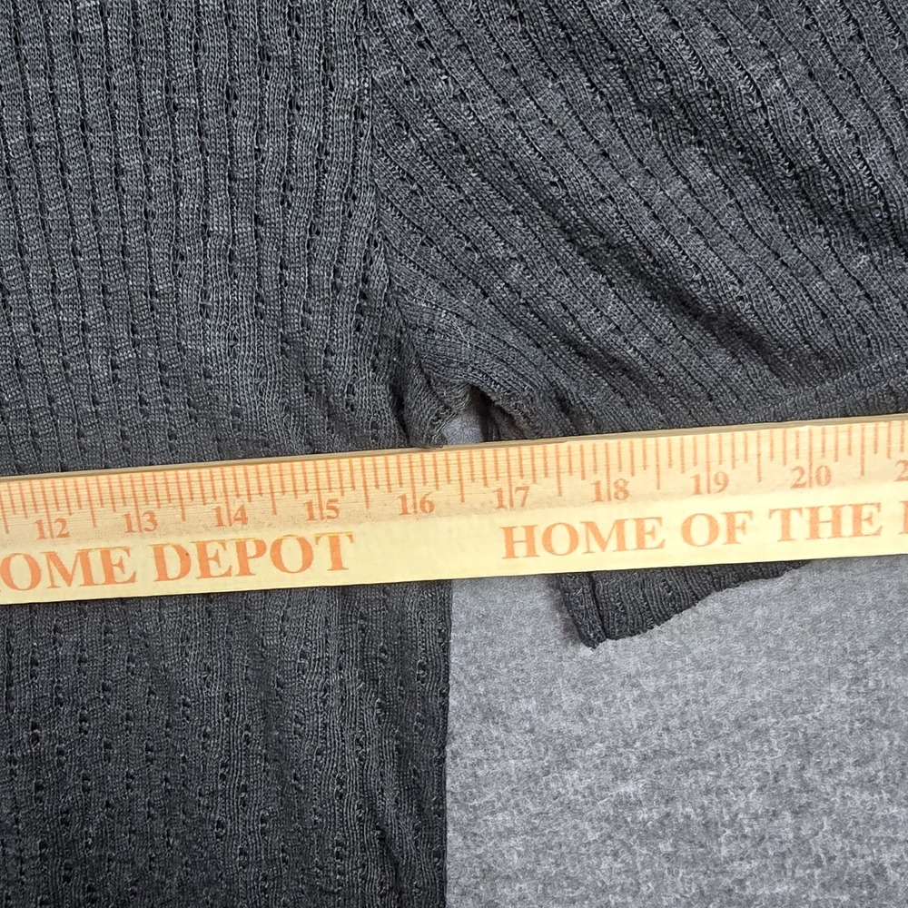 J. Crew Women L Dark Gray/Grey Short Sleeve Sheer Shirt Ruffled‎ Collar - Picture 6 of 8